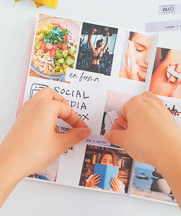 Page of a vision board created using Brother craft label machine and inkjet printer