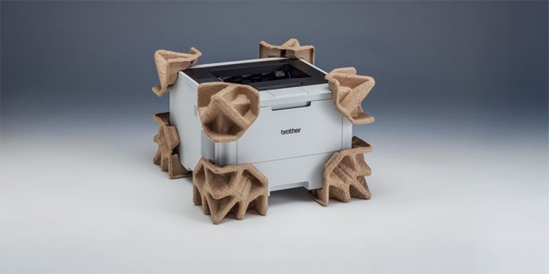 White Brother printer with moulded pulp pads at the 8 corners