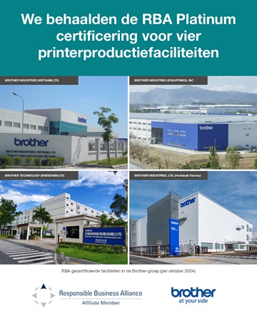 Platinum RBA certificaat voor vier Brother fabrieken